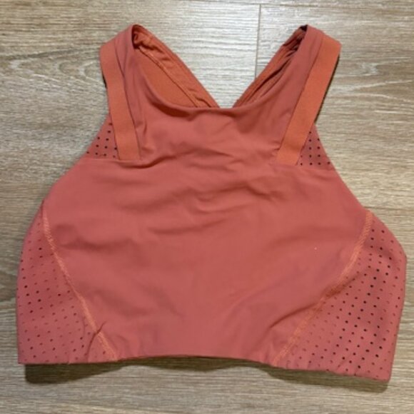 Lululemon High Neck Sports Bra Criss-Cross Back Mesh Panels- 8 - Picture 1 of 7